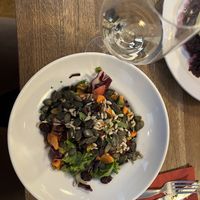 Rich salad with golden beetroot and more  at Střecha in Prague
