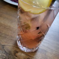 rhubarb-strawberry homemade lemonade at Střecha in Prague