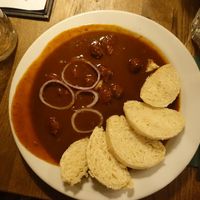 Main dish: Budvar goulash at Střecha in Prague