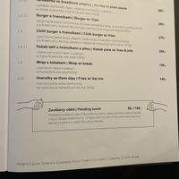 Menu menu  at Střecha in Prague