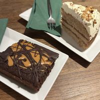 Apple cake and peanut butter brownie   at Střecha in Prague