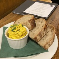 No-egg tofu spread and bread  at Střecha in Prague