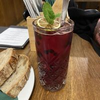 “Raspberry” (actually blueberry) & mint lemonadee  at Střecha in Prague