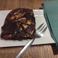 Peanut butter brownie at Střecha in Prague