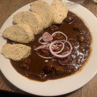 Budvar goulash  at Střecha in Prague