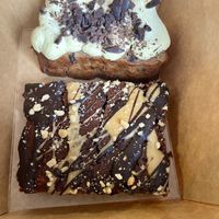 Brownie and banana bread  at Střecha in Prague