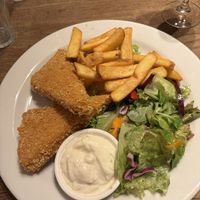 Fried cheese and chips   at Střecha in Prague