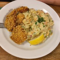 Řízečky s bramborovým salátem at Střecha in Prague