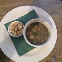 garlic soup at Střecha in Prague