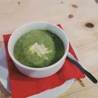 broccoli soup at Střecha in Prague