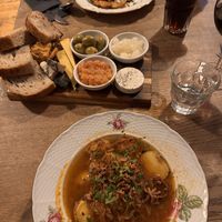 Pancakes, cheese plate and cabbage soup    at Střecha in Prague