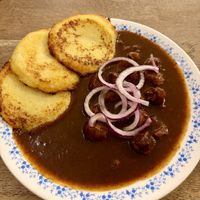 Gulasch mit Rösti  at Střecha in Prague