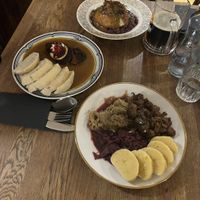 Delicious  Czech food (perfect to try different types of dumplings)  at Střecha in Prague