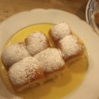 Dumplings in vanilla sauce at Střecha in Prague