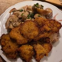 oyster mushroom schnitzel at Střecha in Prague