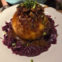 dumpling on red cabbage at Střecha in Prague