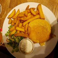 One of the must tries here, fried vegan cheese!  at Střecha in Prague