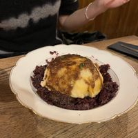 Dumpling on red cabbagee  at Střecha in Prague