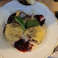 Plum dumplings at Střecha in Prague