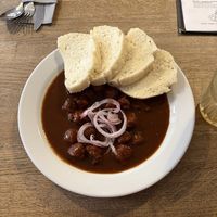 Gulash with bread (they ran out of rösti)  at Střecha in Prague