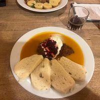 Soy Sirlion in Creamy Vegetable Sauce at Střecha in Prague