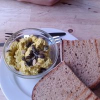 Eggspread with bread at Střecha in Prague