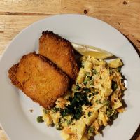 schnitzel at Střecha in Prague
