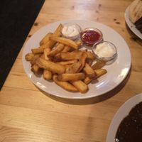 Chips with three dips at Střecha in Prague