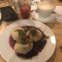 Filled dumplings at Střecha in Prague