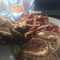 vegan tempeh reuben & fries at County Fare in Wappingers Falls