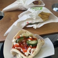 FALAFEL SANDWICH with FRIES  at Maoz in Barcelona