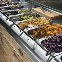 stuff to fill your pita at Maoz in Barcelona