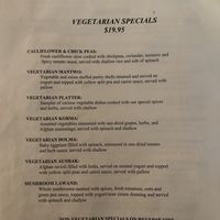 Vegetarian dinner specials  at The Helmand in Baltimore