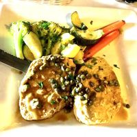 Vegan Chicken Piccata off the vegan menu (2018) at Trattoria Ponte Vecchio in Del Mar