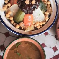 Vegan tajine with couscous and sauce at Morococo Cafe - 모로코코 카페 in Seoul