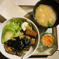 Donburi with miso soup and pickles  #Veganuary at AIN SOPH.Journey in Kyoto