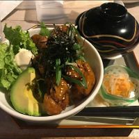 seasonal teriyaki soy chicken bowl with pickles and miso at AIN SOPH.Journey in Kyoto