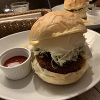 Katsu burger with fries   at AIN SOPH.Journey in Kyoto