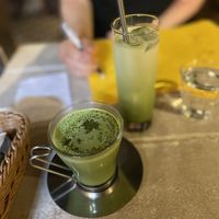 Hot and iced matcha lattes  at AIN SOPH.Journey in Kyoto