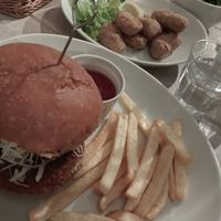 The burger and fries looked good. at AIN SOPH.Journey in Kyoto