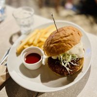 Soy cutlet burger with fries   at AIN SOPH.Journey in Kyoto