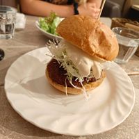 Soy cutlet hamburger with a good dose of mayo at AIN SOPH.Journey in Kyoto