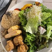 Brown rice and salad with cutlet  at AIN SOPH.Journey in Kyoto