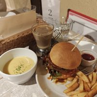 Burger with corn soup and a coffee at AIN SOPH.Journey in Kyoto