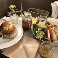 dinner - chicken burger and salad bowl at AIN SOPH.Journey in Kyoto