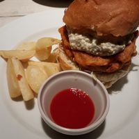 Fried chicken burger and fries at AIN SOPH.Journey in Kyoto