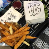Guac burger and half and half fries  at By Chloe - Covent Garden in London
