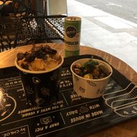 Cashew mac & cheese with mushroom bacon. Seasonal veg (this time it was Brussels sprouts). at By Chloe - Covent Garden in London