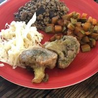 Fried broccoli, lentils, courgette and cabbage  at Nectar - Peace & Love Food in Playa Del Carmen