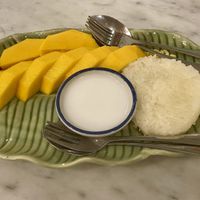 Sticky rice with mango   at Home Cafe Tha Tian in Bangkok
